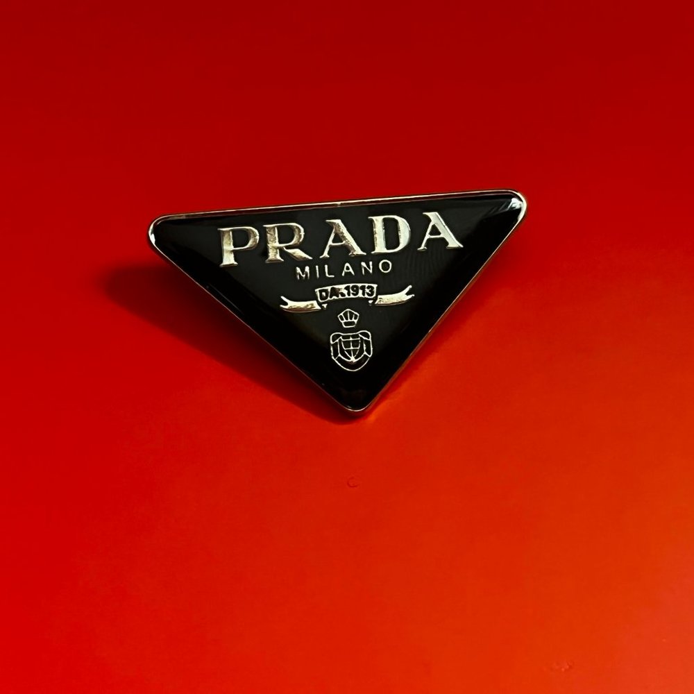 TWO PIECES Prada Pin Black Triangle Pin Black